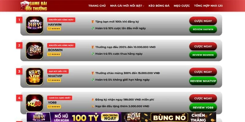 Top 15 Nhà Cái Tặng Tiền Miễn Phí - Nhận Quà Không Cần Nạp